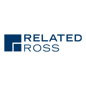The image shows the Related Ross logo, featuring a geometric blue square design on the left and the words "RELATED ROSS" in blue capital letters on the right.